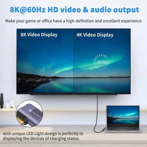 Vista 5 de Poyiccot Adaptador USB C de Ángulo Recto PD 240W para Thunderbolt 4/3, Extensión USB C Macho a Hembra de 90 Grados en Ángulo Recto USB 4.0 Conector