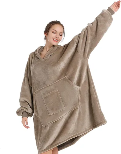 Vista 9 de REDESS Blanket Hoodie Sweatshirt, Wearable Blanket Oversized Sherpa with Sleeves and Giant Pocket, Cozy Hoodie for Adult Kids