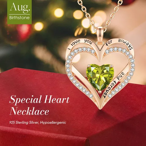 Vista 93 de CDE Collares de piedra natal para mujer, plata de ley 925, collar con colgante de corazón para siempre, Navidad, cumpleaños, aniversario, día de San