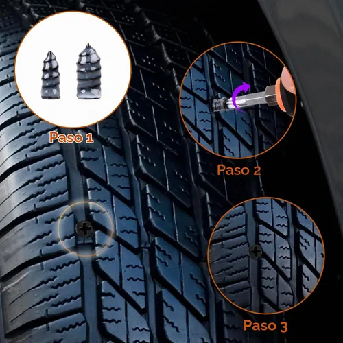 Vista 5 de Kit de reparación de tornillos para neumáticos de 100 piezas – Sin necesidad de quitar el neumático, kit de reparación de pared lateral