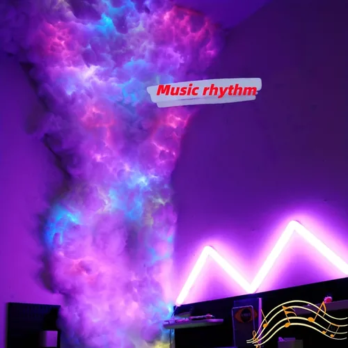Vista 4 de Luz de Nube Multicolor con Rayos Cambiantes, Luz LED 3D de Nube de Tormenta de Algodón con Rayos, Luz Nocturna de Ambiente Colorida, Luces de Nube