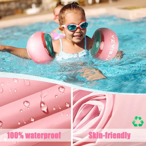 Vista 2 de Loowarts Flotadores de brazo para niños de 1 a 3 años, las bandas inflables flotan como alas de agua y trajes de baño, sistema de seguridad