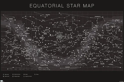 Vista 16 de Trends International Astrología - Póster de pared con mapa estelar ecuatorial, 14.725 x 22.375 pulgadas, versión enmarcada de madera de granero