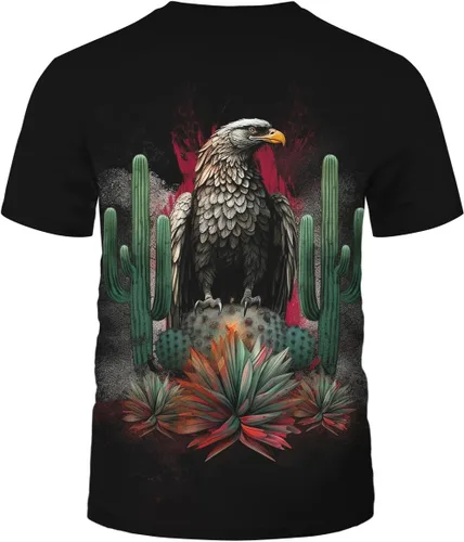 Vista 3 de Camiseta colorida de la bandera mexicana mágica de México Eagle Cactus Camisetas