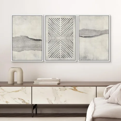 Vista 481 de SIGNWIN Lienzo enmarcado para pared, juego de arte neutro de bosque brumoso, ilustraciones en tono tierra, arte moderno, decorativo, bohemio