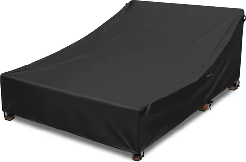 Vista 11 de Cubierta impermeable para silla de salón doble al aire libre, 100% tela Oxford 600D resistente a rasgaduras y al viento, protección contra todo Beige