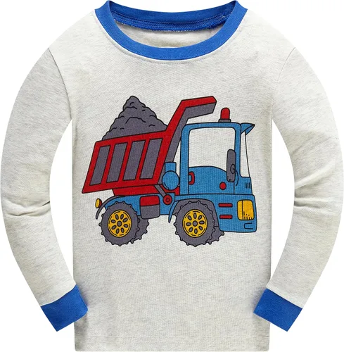 Vista 2 de Pijama de dos piezas para niños pequeños con dinosaurio que brilla en la oscuridad, 100 % de algodón ropa de tiburón para dormir tamaño 2-10T