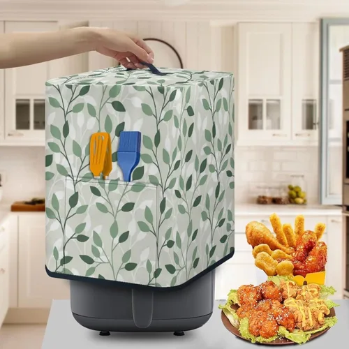Vista 4 de Cubierta aislada para electrodomésticos de cocina con asa superior y bolsillos de almacenamiento para mujer, regalo para mujer, color verde hoja