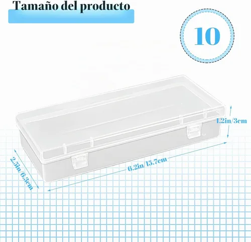Vista 2 de 10 cajas de almacenamiento de plástico de 6 pulgadas, pequeños recipientes de almacenamiento con tapas con bisagras, cajas transparentes