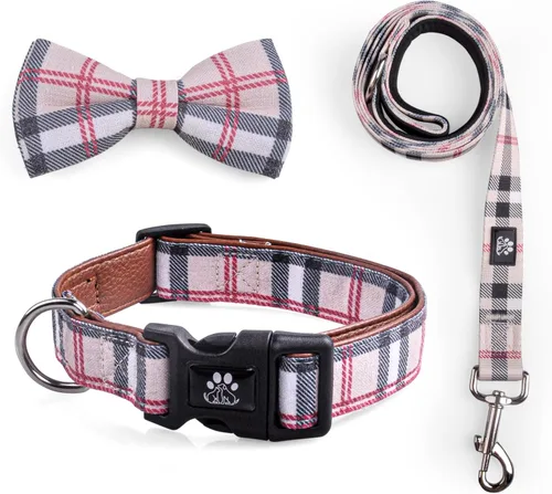 Vista 11 de IVY&LANE Juego de collar y correa reflectante para perro, collares de perro acolchados de neopreno ajustable para cachorros, collar de nailon