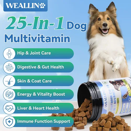 Vista 8 de Vitaminas y suplementos para perros con probióticos de glucosamina 200ct de pollo