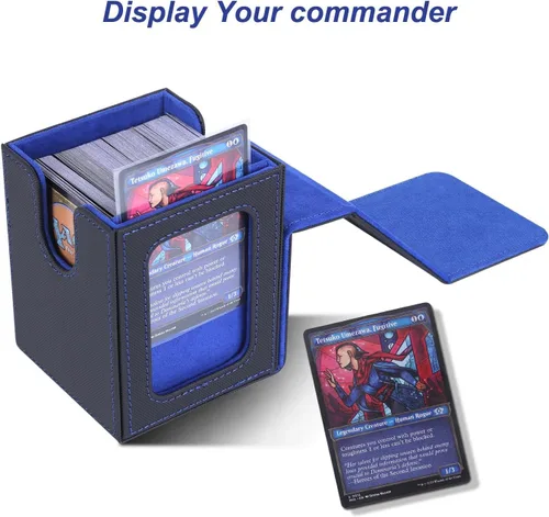 Vista 2 de AFIING MTG Caja de Mazo para Commander Display, Caja de Cartas que Cabe 100 Cartas con Doble Funda, Caja de Almacenamiento Magic Commander TCG con 2