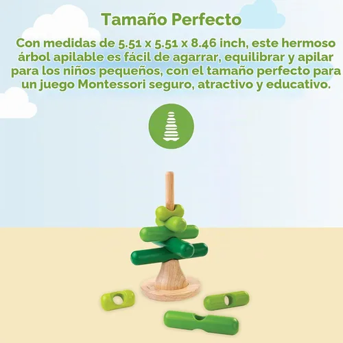 Vista 2 de Juguete apilable en forma de árbol de Plan Toys Árbol apilable