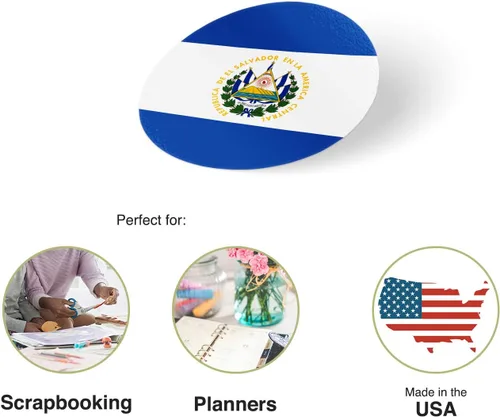 Vista 2 de Desert Cactus Adhesivo de la bandera de El Salvador de 1 pulgada, redonda, dos hojas, 50 piezas en total, con logotipo de país para niños