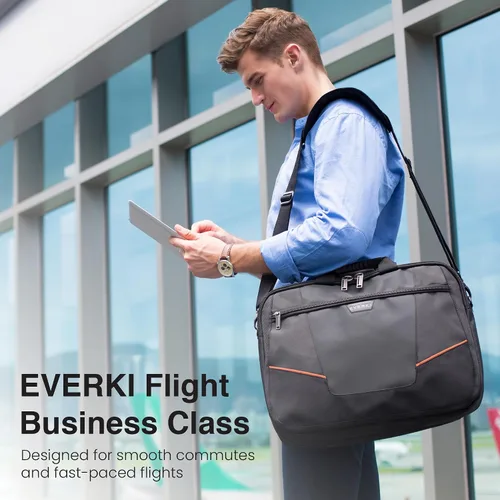 Vista 2 de Everki Flight Business - Maletín para laptop de 15.6 o 16 pulgadas, ideal para viajes, hombres o mujeres, organizado, negro (EKB419)