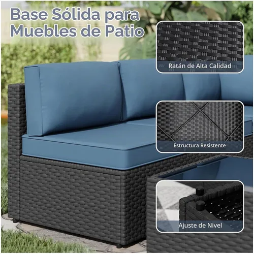 Vista 5 de SUNLEI - Juego de 5 muebles de patio para exteriores, respaldo bajo, sofá modular de ratán para todo tipo de clima con mesa de té y cojines de sofá