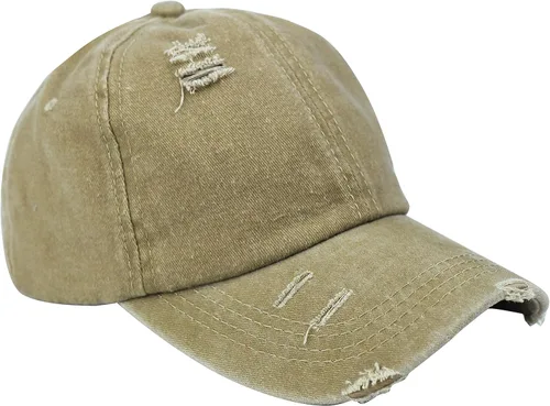 Vista 5 de Muryobao Gorra de béisbol ajustable de algodón desgastado para mujer, diseño de cola de caballo y moño desordenado