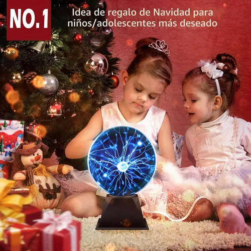 Vista 3 de Flashmen Lámpara de bola de plasma de 6 pulgadas, juguete científico sensible al tacto y al sonido, globo de plasma extra grande con forma de Azul