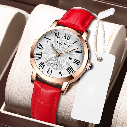 Vista 7 de Tiong Reloj casual de las señoras de la moda, reloj impermeable del cuarzo de la correa de cuero