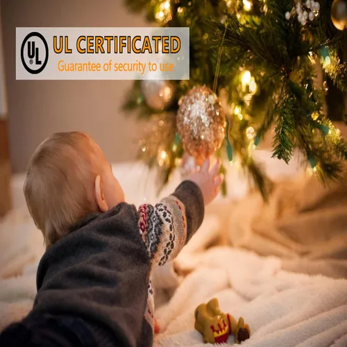 Vista 4 de Luces LED de Navidad de color blanco cálido de 25 pies, 50 unidades, grado comercial, impermeable, cable verde, luces de árbol de Navidad, IP:65, UL