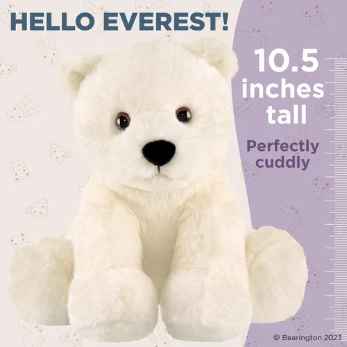 Vista 2 de Bearington Everest The Polar Bear - Peluche suave de 10.5 pulgadas con pelo blanco esponjoso, adorable peluche de oso polar para niños y bebés