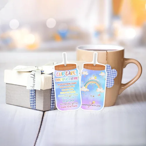 Vista 2 de 270 piezas de instrucciones de cuidado de vasos de vaso, tarjetas de embalaje Instrucciones de dirección del cliente, suministros de inserción