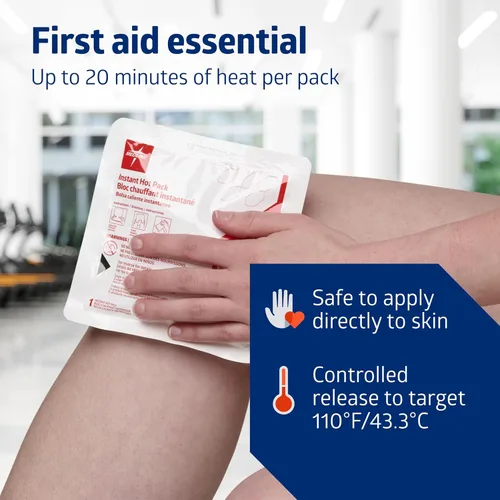 Vista 5 de Medline Paquete de calor instantáneo, desechable, 6 x 6 pulgadas, 24 por paquete, paquetes de calor para aliviar el dolor, dolor muscular y aumento