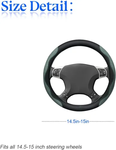 Vista 2 de zipelo Funda para volante de automóvil de 14.5"-15", protector de rueda interior de automóvil con cuero forrado antideslizante duradero, suave