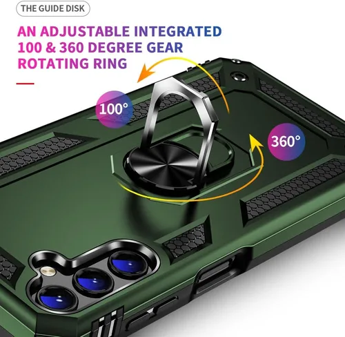 Vista 3 de Funda para Samsung A14 5G, Galaxy A14 5G con protector de pantalla HD, [grado militar de 16 pies probada en caídas], anillo protector a prueba