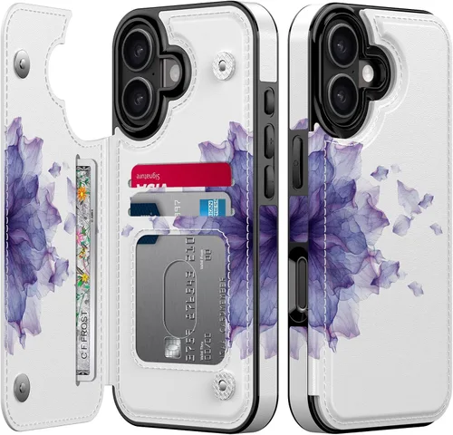 Vista 348 de LETO para iPhone 15 Pro Funda tipo cartera - Tapa tipo folio con patada - Diseños de moda - Tarjetero - Funda protectora para mujeres y niñas - 6.1