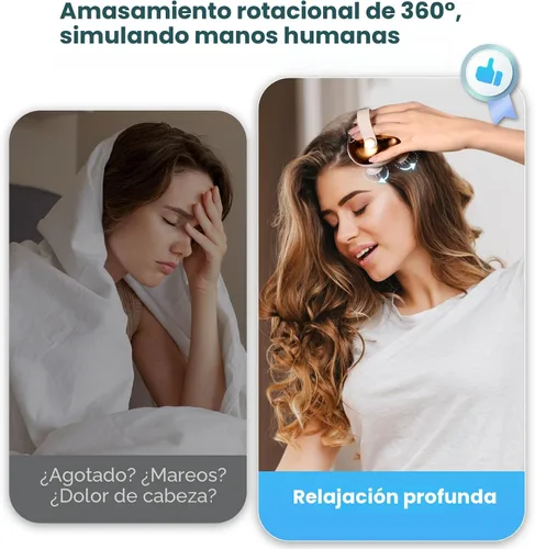 Vista 2 de arboleaf Masajeador Eléctrico para el Cuero Cabelludo, Masajeador de Cabeza, Alivio del Estrés del Cuero Cabelludo, 5 en 1 Amasado, 128 Nodos