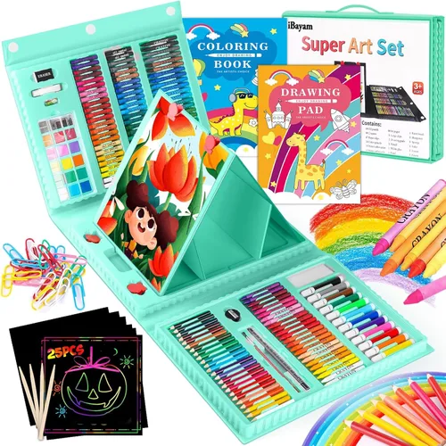 Vista 11 de iBayam Kit de arte, paquete de 251 suministros de arte, kits de dibujo, caja de regalo para artes y manualidades, caja de regalo para niños