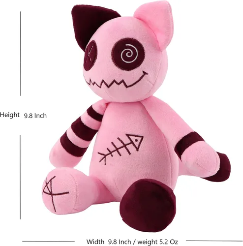 Vista 3 de Gato de peluche de estilo gótico, juguetes de peluche de zombis, muñeca de felpa suave de gato, adorable regalo de animal tapado para niños
