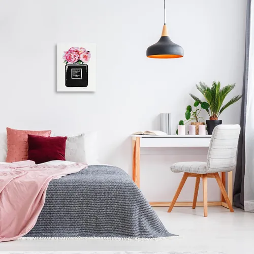 Vista 3 de Stupell Industries agp-106 - Arte de pared Glam con diseño de botella de perfume y peonía negra, 16 x 20 pulgadas, lienzo envuelto en galería