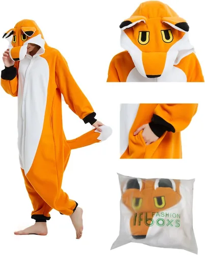 Vista 4 de ifboxs Pijama de una pieza para adultos para mujeres y hombres, disfraz de animal de una pieza para Halloween o cosplay