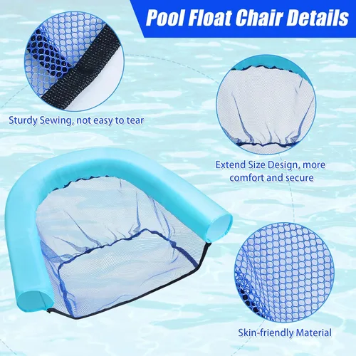 Vista 4 de Silla flotante de malla para adultos, silla flotante de piscina, flotador, silla de fideos, flotadores para accesorios de piscina y juguetes