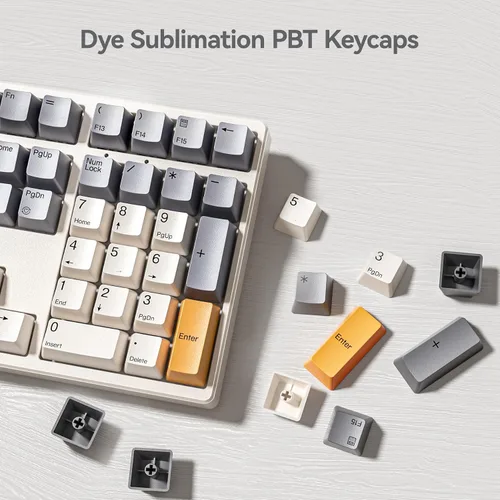 Vista 8 de Teclado numérico mecánico, teclado numérico USB con cable de 34 teclas, retroiluminado, blanco intercambiable en caliente, con teclas PBT