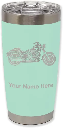 Vista 35 de LaserGram Vaso personalizado de 20 onzas, motocicleta (negro) Regalo grabado para motociclistas, acero inoxidable aislado al vacío, grabado