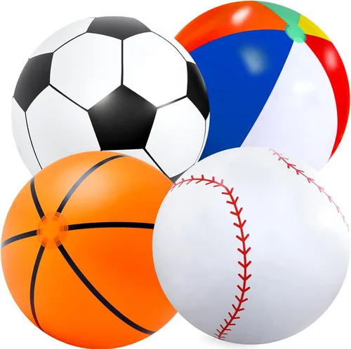 Vista 8 de Lewtemi 2 unidades de béisbol y fútbol inflables gigantes de 27 pulgadas, bolas de playa inflables grandes, globos de gran tamaño para fiesta