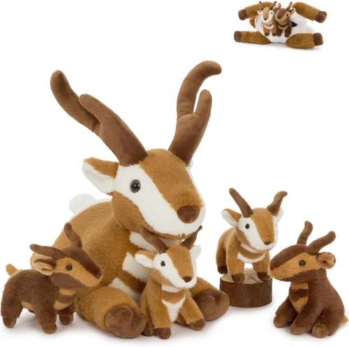 Vista 11 de MaoGoLan Animal de peluche de tigre de 20 pulgadas con bebés, zoológico