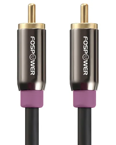 Vista 6 de FosPower Cable de subwoofer (6 pies) RCA a RCA Audio estéreo, macho a macho - Cable blindado doble Conector chapado en oro de 24 quilates