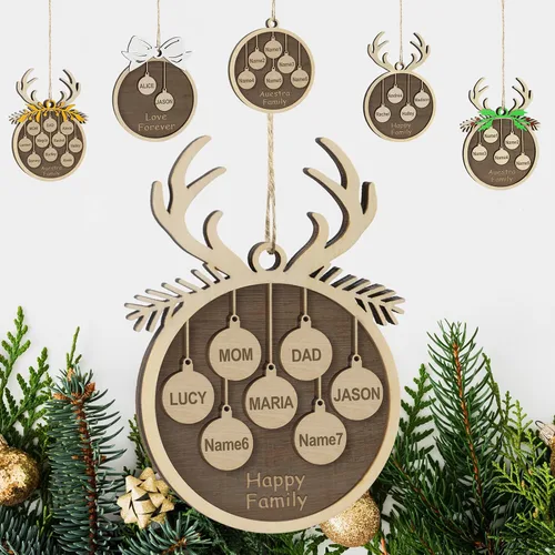 Vista 63 de Adornos de Navidad personalizados familiares de 1, 2, 3, 4, 5, 6, 7, 8, 9, 10, adornos de madera personalizados, decoraciones de Navidad, regalos