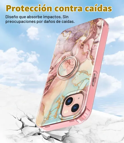 Vista 4 de Btscase Funda compatible con iPhone 13, protector de pantalla integrado con soporte de anillo de 360°, cuerpo completo, doble capa, resistente, a