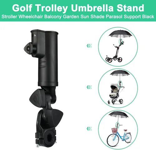 Vista 7 de INNOLIFE Soporte universal para paraguas de carrito de golf, accesorio de montaje ajustable de 3 ruedas para cochecito, silla de ruedas, bicicleta