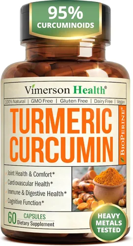 Vista 13 de Suplemento de curcumina de cúrcuma con extracto de pimienta negra, cúrcuma orgánica de alta potencia, 1200 mg y 95% curcuminoides para la salud