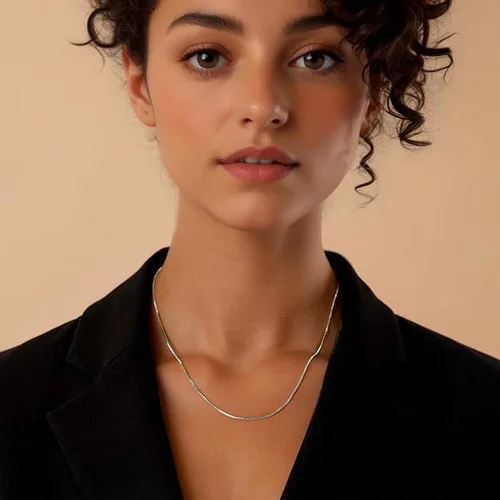 Vista 3 de LeCalla Collar de cadena ajustable de plata de ley 925, collar de cadena bolo deslizante para mujer, 24 pulgadas