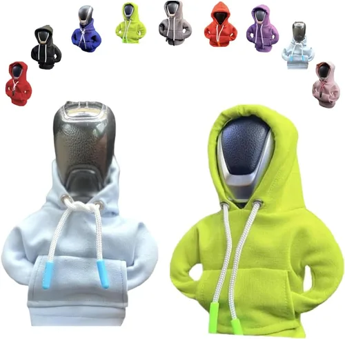Vista 13 de Funda para palanca de cambios de automóvil, suéter divertido con pomo de palanca de cambios, sudadera con capucha para decoración y protección