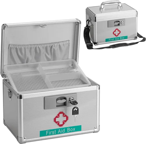 Vista 7 de Caja de medicamentos con cerradura para medicación segura – 10 x 6 x 6.7 pulgadas – Caja de almacenamiento con cerradura para medicamentos, botiquín