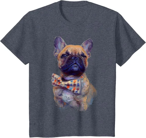 Vista 13 de Camiseta de bulldog francés con estampado realista, artística de bulldog francés, Negro, S