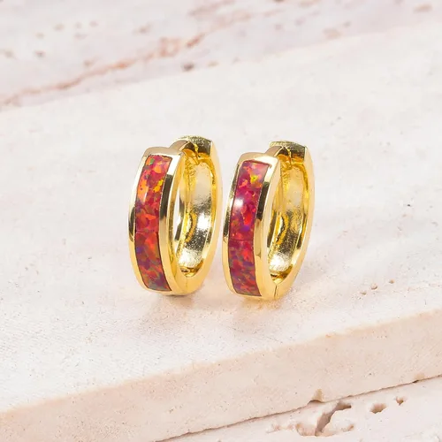 Vista 211 de CiNily Aretes Huggie de ópalo con bisagras, chapados en oro, hipoalergénicos, pequeños aretes de aro para mujeres, adolescentes, niñas, hombres